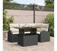vidaXL Ensemble de canapé de jardin 5 pcs Noir Poly rotin