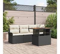 vidaXL Ensemble de canapé de jardin 5 pcs Noir Poly rotin