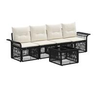 vidaXL Ensemble de canapé de Jardin 5 pcs Noir polyrotin, Canape d'extérieur Moderne, résistante aux intempéries, modulable, avec Coussins en Mousse, Parfait pour se détendre
