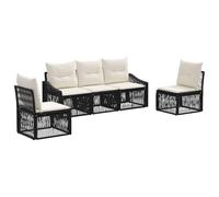 vidaXL Ensemble de canapé de Jardin 5 pcs Noir polyrotin, Canapé Modulable Moderne, Salon de Jardin Résistant, Mobilier Extérieur en Rattan, Chaise Confortable