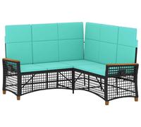 vidaXL Ensemble de canapé de jardin 5 places, noir et turquoise