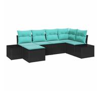Ensemble de salon de jardin vidaXL, 6 pièces, noir et turquoise, en résine tressée
