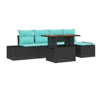 vidaXL Ensemble de canapé de jardin 6 pc Noir Poly rotin | Tu peux facilement changer la disposition des sièges selon ton style, Repousse l'eau pour que ça tienne même sous la pluie,