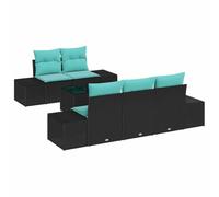 vidaXL Ensemble de canapé de Jardin 6 pc Noir polyrotin