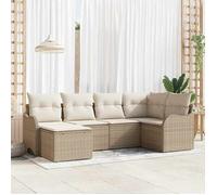 vidaXL Ensemble de canapé de jardin avec coussins 6 pcs Beige et blanc Poly rotin