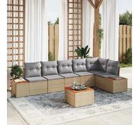vidaXL Ensemble de canapé de jardin avec coussins 6 pcs Beige et gris clair Polyrattan
