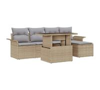 vidaXL Ensemble de canapé de jardin 6 pcs Beige Poly rotin