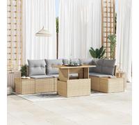 vidaXL Ensemble de canapé de jardin 6 pcs Beige Poly rotin