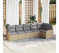 Ensemble de canapés de jardin vidaXL, 6 pièces, beige, en polyrotin