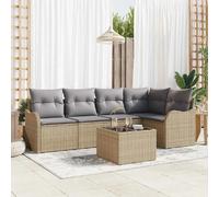 vidaXL Ensemble de canapé de jardin 6 pcs Beige polyrotin