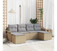 vidaXL Ensemble de canapé de jardin 6 pcs Beige polyrotin