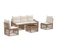 vidaXL Ensemble de canapé de Jardin 6 pcs Beige polyrotin, Canapé Modulable Moderne, Salon de Jardin Résistant, Mobilier Extérieur en Rattan, Chaise Confortable