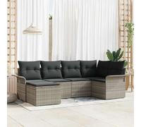 vidaXL Ensemble de canapé de jardin 6 pcs Gris clair polyrotin