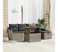 vidaXL Ensemble de canapés de jardin 6 pcs Gris Poly-Rotin