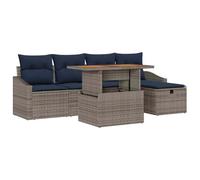 vidaXL Ensemble de canapé de Jardin 6 pcs Gris polyrotin, Canapé modulable pour Jardin et terrasse, mobilier léger, résistant aux UV, avec rangements intégrés