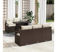 vidaXL Ensemble de canapé de jardin 6 pcs Marron et Crème polyrotin