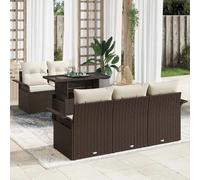 Ensemble de canapés de jardin vidaXL avec coussins et rangement, 6 pièces, en rotin synthétique marron