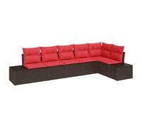 vidaXL Ensemble de canapé de Jardin 6 pcs Marron polyrotin, Canapé modulable de Jardin et terrasse, siège résistant aux intempéries, en rotin Contemporain, détente au Grand air