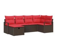 vidaXL Ensemble de canapé de Jardin 6 pcs Marron polyrotin, Jardin et terrasse, mobilier d'extérieur Moderne, canapé en rotin léger, résistant aux UV, sièges modulables