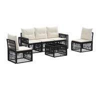 vidaXL Ensemble de canapé de Jardin 6 pcs Noir et Blanc crème, Canapé de Jardin Moderne, sièges Outdoors, résistant aux intempéries, Design modulaire, mobilier en rotin, aménagement Patio