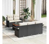 vidaXL Ensemble de canapé de jardin 6 pcs Noir et Crème polyrotin