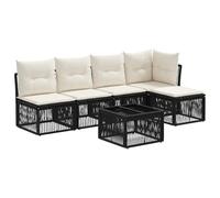 vidaXL Ensemble de canapé de Jardin 6 pcs Noir polyrotin, Canapé de Jardin, mobilier Moderne, lit extérieur, résistant aux intempéries, Design modulable pour Un Confort Optimal