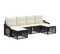 vidaXL Ensemble de canapé de Jardin 6 pcs Noir polyrotin, Canapé de Jardin Moderne et stylé, résistant aux intempéries, avec Pieds réglables, Confort Garanti