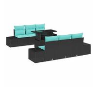 Ensemble de salon de jardin vidaXL, 7 pièces, 6 places, noir et turquoise