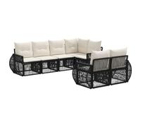 Ensemble de canapés de jardin vidaXL, 7 pièces, couleur noire et crème