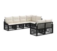vidaXL Ensemble de canapé de Jardin 7 pc 7-Nombre de Places Noir