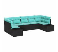 Ensemble de canapés de jardin vidaXL, 7 pièces, couleur noire et turquoise