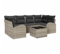 vidaXL Ensemble de canapé de Jardin 7 pc Gris Clair polyrotin | S’adapte bien à tous les espaces extérieurs, Coussins doux pour s’y poser, Fabriqué en poly rattan de qualité