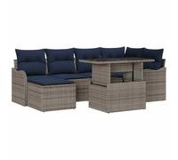 vidaXL Ensemble de canapé de Jardin 7 pc Gris Poly rotin | Protège bien du soleil , Convient confortablement à 6 personnes , Housses de coussins solides pour l'extérieur