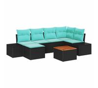 Ensemble de salon de jardin vidaXL, 7 pièces, noir et turquoise