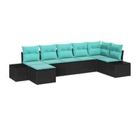 Ensemble de salon de jardin vidaXL, 7 pièces, noir et turquoise, en résine tressée
