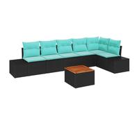 Ensemble de salon de jardin vidaXL, 7 pièces, noir et turquoise