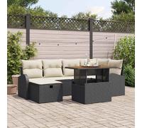 vidaXL Ensemble de canapé de jardin 7 pc Noir polyrotin