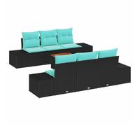 vidaXL Ensemble de canapé de Jardin 7 pc Noir polyrotin | Coussins doux pour se relaxer, Mixe et adapte à tout espace, Matériaux solides pour l'extérieur