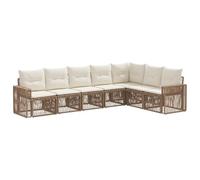 vidaXL Ensemble de canapé de Jardin 7 pcs Beige et Blanc crème, Canapé de Jardin Moderne, résistant aux intempéries, Design modulable pour se détendre Dehors, sièges en rotin, Coussins en Mousse