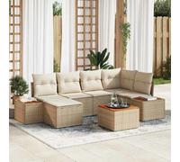 vidaXL Ensemble de canapé de jardin 7 pcs Beige et crème Polyrotin