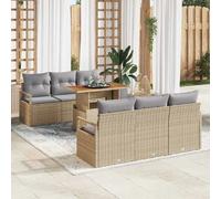 vidaXL Ensemble de canapé de jardin 7 pcs beige et gris clair