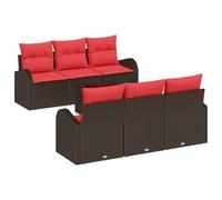 vidaXL Ensemble de canapé de Jardin 7 pcs Beige et Rouge polyrotin, Jardin et Terrasse, Moderne, Modulable, Résistant aux UV, Canapé Durable, Design Fonctionnel et Chic