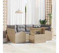 vidaXL Ensemble de canapé de jardin 7 pcs Beige Poly rotin