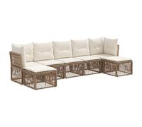 vidaXL Ensemble de canapé de Jardin 7 pcs Beige polyrotin, Canapé de Jardin Moderne, Design modulaire résistant, Salon d’extérieur, Meubles en rotin, réglable