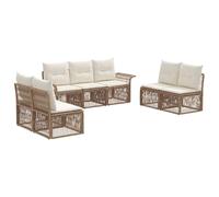 vidaXL Ensemble de canapé de Jardin 7 pcs Beige polyrotin, Sofa de Jardin modulable, résistant aux intempéries, mobilier Poly rotin, espaces de détente Confortables