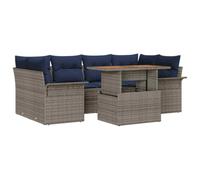 vidaXL Ensemble de canapé de Jardin 7 pcs Gris et Bleu Marine, Ensemble canapé Moderne pour Jardin et terrasse, léger, modulable, résistant aux UV, mobilier Ergonomique, assises Flexibles