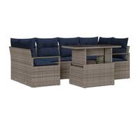 vidaXL Ensemble de canapé de Jardin 7 pcs Gris et Bleu Marine, Ensemble de Meubles de Jardin Tendance, canapés d’extérieur Modernes, modulaires et résistants aux intempéries