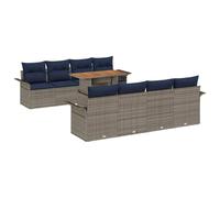 vidaXL Ensemble de canapé de Jardin 7 pcs Gris et Bleu Marine, Ensemble de Salon modulaire, Meubles de Jardin légers, canapé d'extérieur résistant, confortabel pour la terrasse
