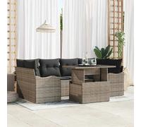 vidaXL Ensemble de canapé de jardin 7 pcs Gris et Gris foncé polyrotin
