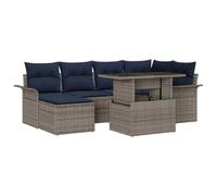 vidaXL Ensemble de canapé de Jardin 7 pcs Gris Poly Rattan, Canapé de Jardin modulable, Coin Lounge, Table Basse en Poly rotin, Confort assuré pour Vos espaces extérieurs